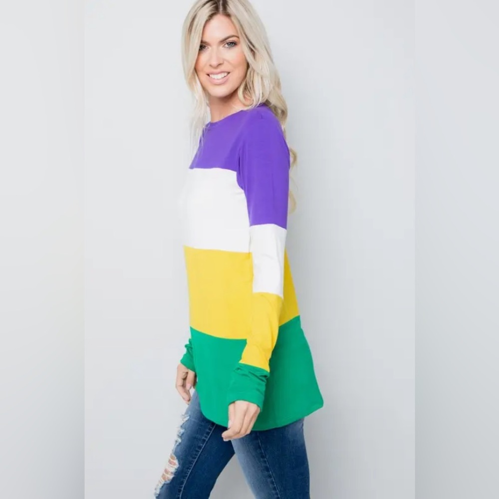 Mardi Gras Striped Tunic Top - Picture 4 of 7
